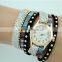 2016 newest fashion ladies stone bracelet watch woman long wrap strap wtist watch