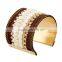 High Quality Women Europe and America Exaggerate Gold Metal Weave Bracelet Wide Bangles Fine Jewelry Cuff Bracelets