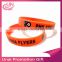 Customized 2color print texts & logo rubber sport wristbands silicone bracelet for events & promotion gift