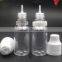 ISO8317 certificated plastic e liquid bottles, empty e liquid dropper bottles