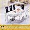 french style marble top stainless steel 8 seaters dining table set