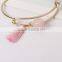 pink crystal quartz and tassel gold wire bangle natural stone gold wire bangle