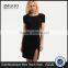 Rayon Black Short Sleeve Split Side Sheath Dress Polyester Spandex Plain Casual Short Dress