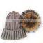 Myfur Newest Real Raccoon Fur Bobble Winter Knitting Wool Beanie Cap