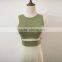 Cotton Crop Top Tank Top hollow plain dyed Solid army green Sold By PC