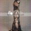 CE767 Elegant Fashion Appliqued Black Lace Floor Length Sexy Evening Gowns