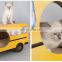 Funny cat corrugated paper yellow school bus for cat scratching/ claw grinding toy