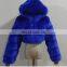 Women oversize 2020 Winter hooded faux fox fur crop coat Soft Fashion Clothing  Casual jacket