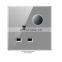 Electrical wall socket switch panel new trend double MF 3-pin socket switch with light gray glass panel