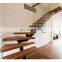 CBMMART home contemporary l-shaped glass railing wooden staircase design