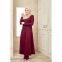 BS-FC1962 Women's Long Sleeve 2 Piece Maxi Dress Muslim Abaya Robe Plain Simple Modern Islamic Arabic Style Casual Dress