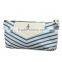 Marine Style Navy Blue Stripe Canvas Zipper Gift Pencil Bag