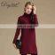 Women Slim Side Slit Turtleneck Wool Sweater Dress