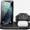 15W Quick Magnetic Wireless Charger Stand 3-in-1 Multifunction with Holder for Phone Smart Watch Earphones