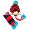 Fashion Korean Baby Kids Boys Girls Stripe Knitted Earflap Winter Hat Scarf Set