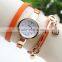 Vintage Lady Crystal Genuine Leather Strap Quartz Women Bracelet Wrist watches Rhinestone Cheap Watch