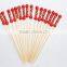 Art bamboo food sticks with red wooden ball /bamboo skewer for decoration