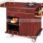 Hot sale wood kitchen commercial flambe trolley