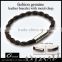 New style magnetic stainless steel claps wrap round leather Bracelet