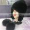2015 Fashionable Knitted Mink Fur Hat With Fox fur ball
