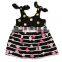 wholesale newborn baby girls lovely dress designs infants one pieces black flower print spaghetti strap soft frock