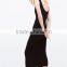 New arrival sleeveless long black maxi dress in flat knit rib fabrics