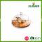 Hot selling glass cheese dome with bamboo base/glass dome with bamboo base