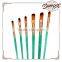 Wholesale 6pcs filbert plastic handle gold nylon hair acrylic painting variety artist brushes set for professional artist