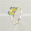 Yellow Enamel S925 Sterling Silver Jewelry Fashion Women Butterfly Ring