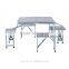 Outsunny Height Adjustable Folding Outdoor Picnic Table w/ 4 Seats
