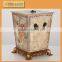 Painting Indoor Decorative Wooden Trash Can,Wooden Garbage Can