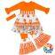 Pumpkin Prints Children Clothes Clothing Set Fall Ruffle Baby Girl Clothes Sets Kids Halloween Clothes Wholesale Price