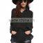 Ladies fashion black button down long sleeve shear chiffon blouse