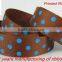 Coffee Printed Dots Grosgrain Ribbon