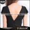 ladies clothing factory black butterfly sleeve lace trim v neck women chic playsuit with zipper