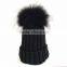 Myfur Fashion Detachable Raccoon Fur Pom Poms Knit Beanie Cap for Adults