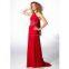 High quality halter embroidered girl evening dress chiffon material