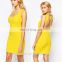 wholesale women sexy open back yellow ribbed bodycon bandage dress evening dress china