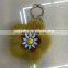 colorful flower shape mink fur ball keychain