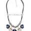 fashion new women sweet Bohemia crystal alloy pink flowers necklace Pendant Chain Choker Bib Statement Necklace