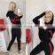 Two Piece Blank Crop Top Custom Logo Women Custom Custom Print Logo High Waist Long Sleeve Plain Sweat Suits