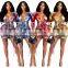 Women Ruched Drawstring Bodycon Dress Long Sleeve Colorful Tie Dye Print Sexy Backless Dress V Neck Party Dress