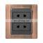 Universal Double 2 pin Wall Socket Zinc Alloy Panel Copper Wire Drawing 86*86mm Socketes and Switches Electrical 16A
