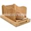 Foldable Bamboo Bread Slicer with Crumb Tray Adjustable Bamboo Bread Cutter for Homemade Bread Loaf Cakes Bagels Slicer