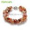 Topearl Jewelry Fashion Round Red Agate Bracelets White Pearls Women Bracelets 8 Inch BJ447373