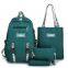 4 pcs in 1 canvas school students large capacity backpack kids canvas bag