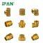 IFAN Supplier Reducing Brass Nipple Elbow Brass Pipe Fitting Coupling Pipe Fitting NPT Female Thread Tee Plumbing Brass Fittings