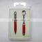Metal mini ball pen with crystal and mini torch with keychain packed in a gift box