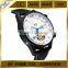 Tourbillon White Black face dail leather band automatic men watch Shanghai automatic movement
