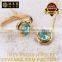 hot sale jewellery set 18K gold plated 925 sterling silver precious natural topaz gemstone pendant ring jewelry set